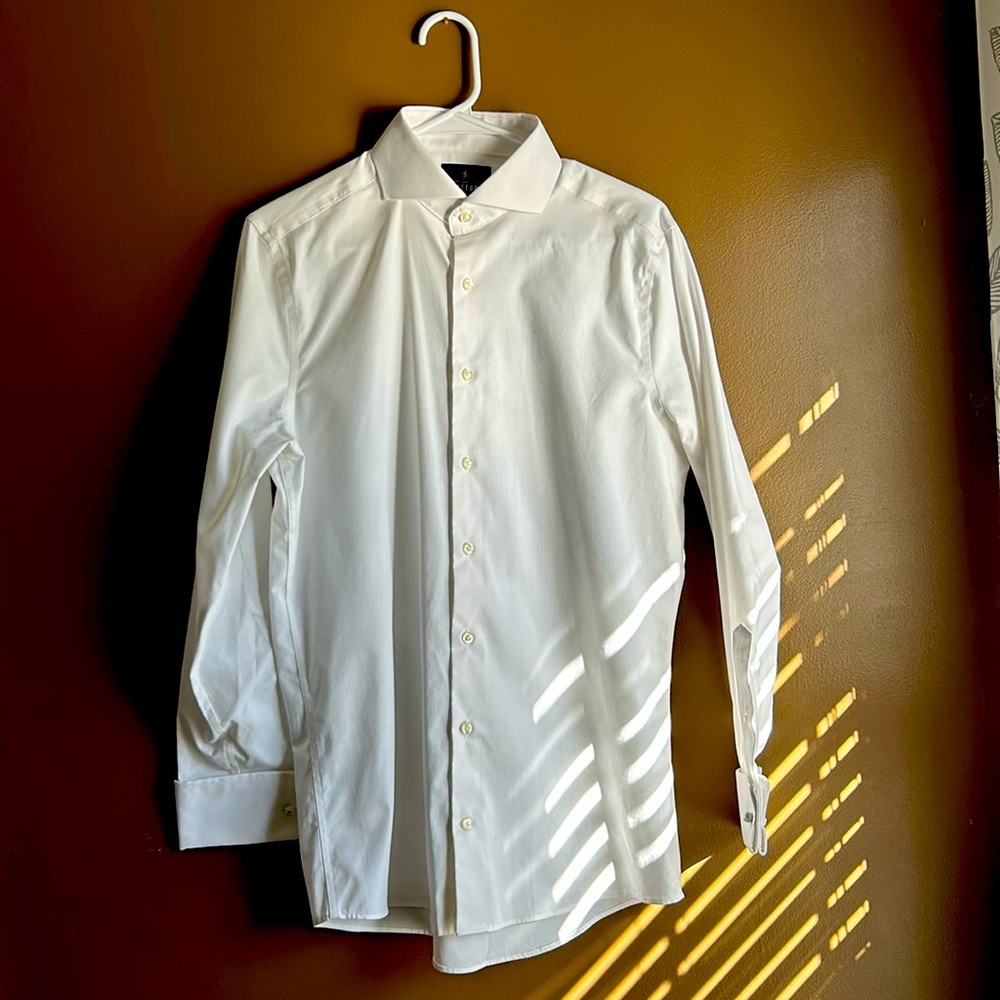 Men’s Medium French Cuff White Dress Shirt